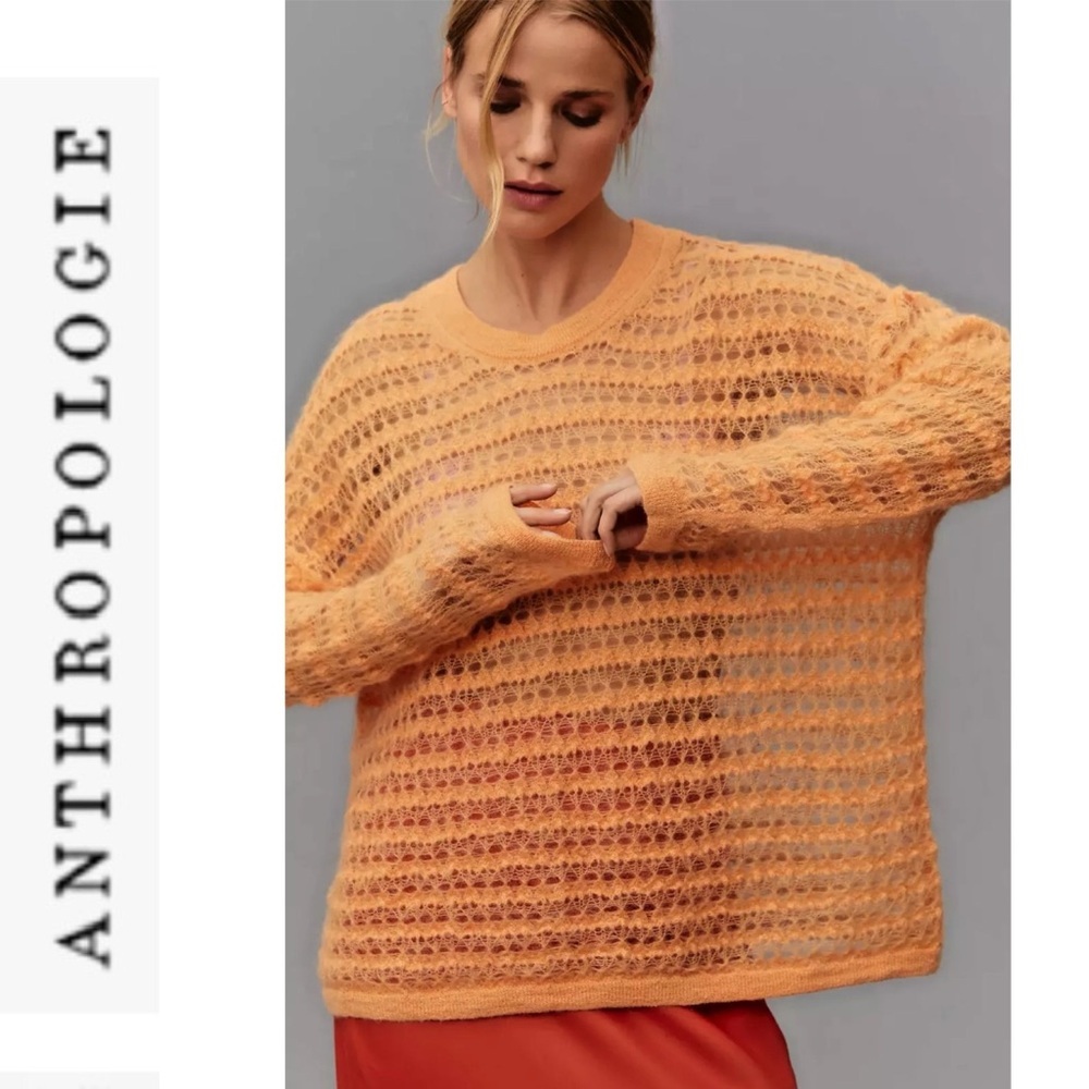 NWT Anthropologie Pilcro Open Stitch Pullover Fuzzy Sweater xs